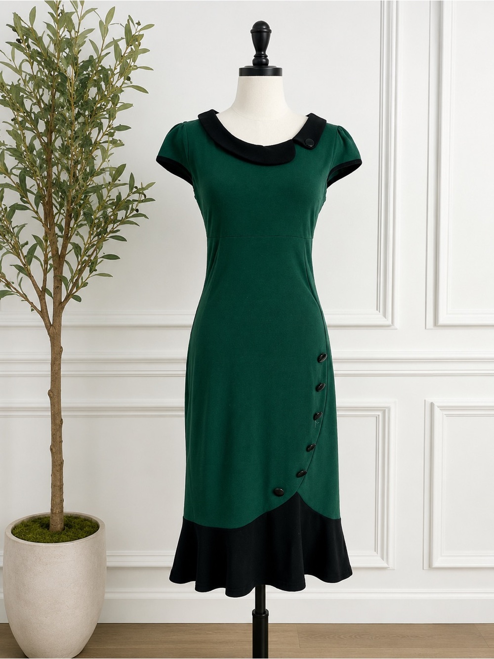 CaiDieNu Emerald Green Vintage Rockabilly Wiggle Dress M